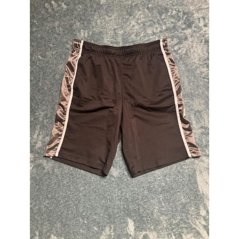 Reebok Athletic Shorts Men Medium Black Grey Stripe Basketball Performance
